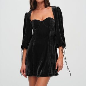 $298 NWT Black For Love And Lemons “Nadine” Bustier Velvet Mini Dress Sz X-Large